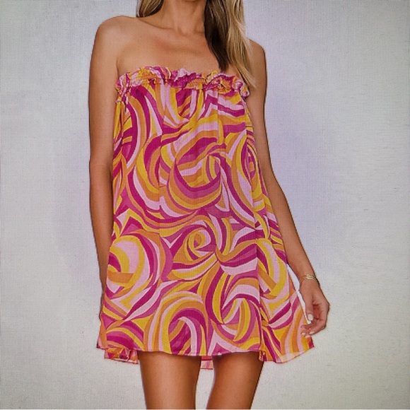 House Of Harlow X Revolve Joni 1960 Satin Mini Dress Women‎ M Boho Hippie 70's - Picture 1 of 10